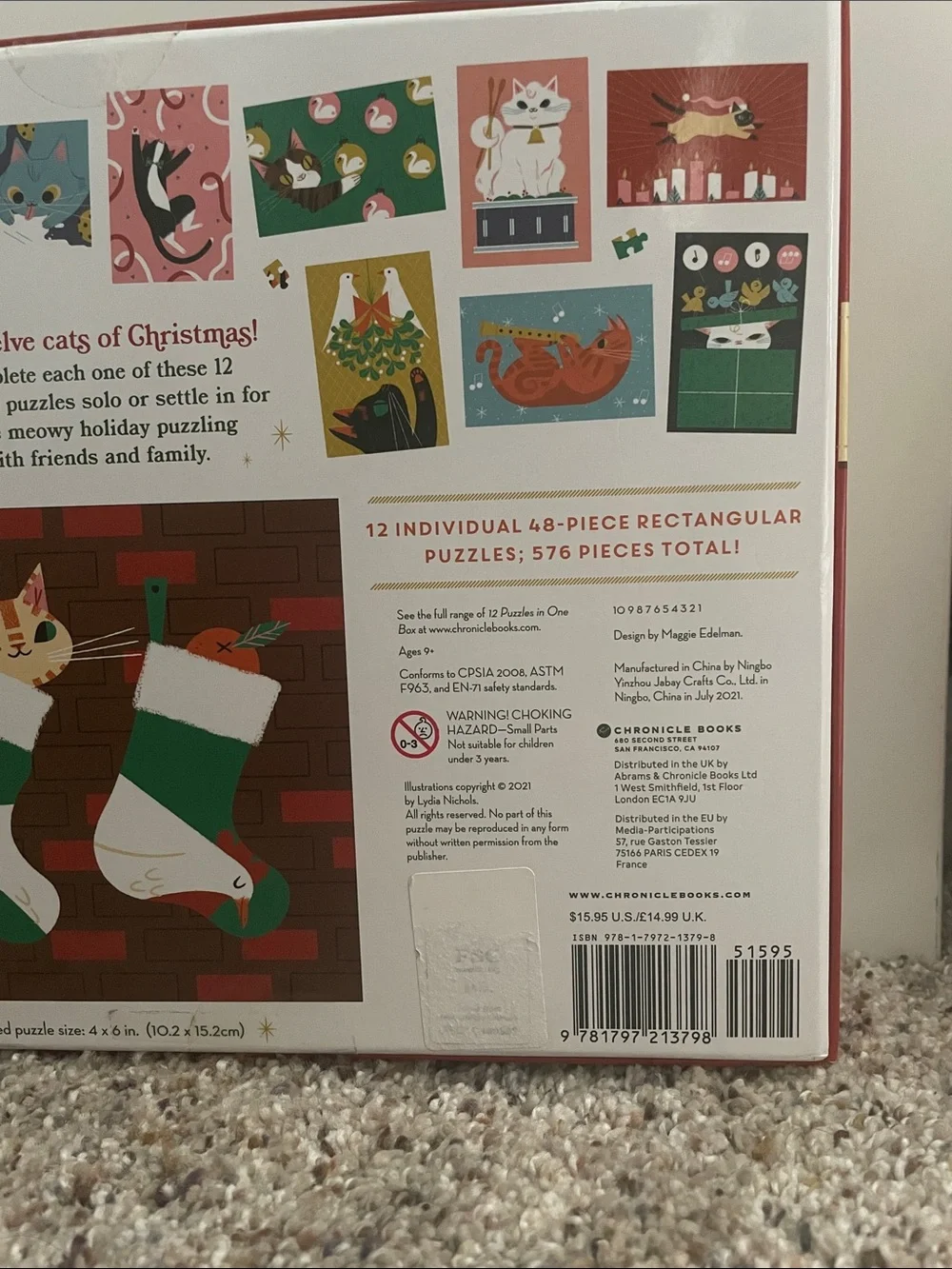 12 Days of Catmas 576 Piece Jigsaw Puzzle Set Chronicle New